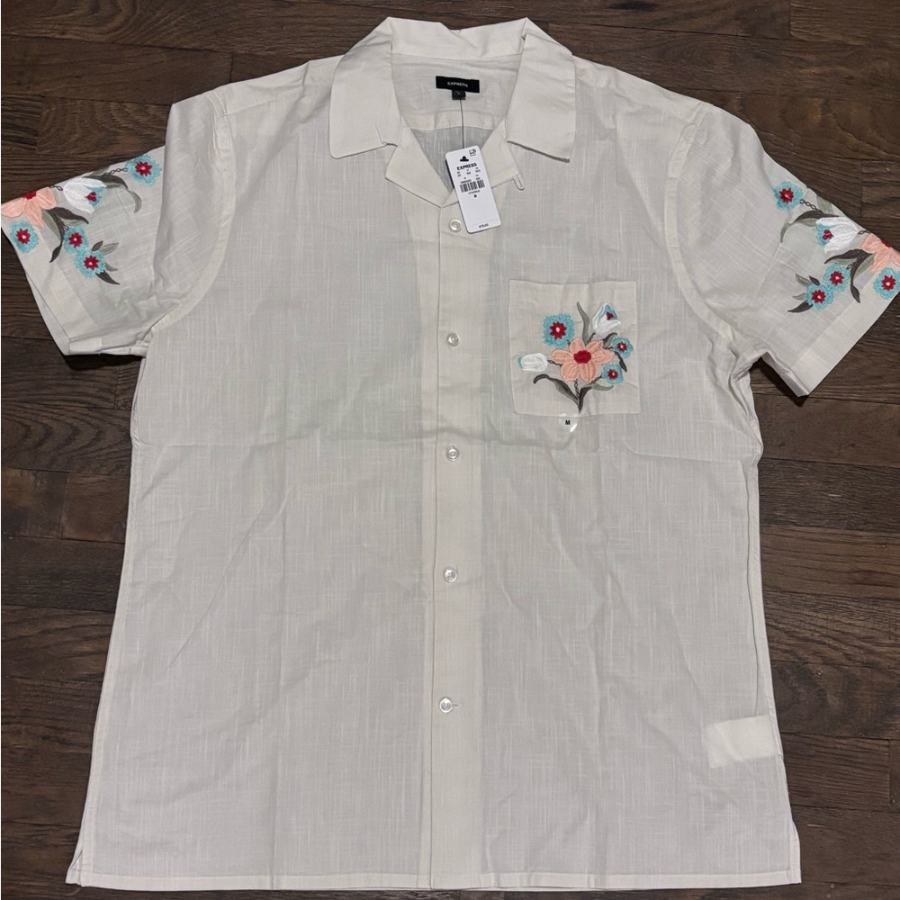 Men's Cream Embroidered Shirt